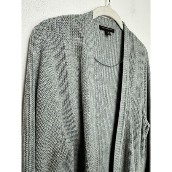 Banana Republic Medium Cardigan Sweater Gray Chunky Ribbed Knit Open Front - Picture 2 of 9